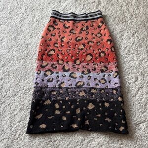 Maeve Red and Purple Leopard Print sweater Skirt